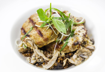 Cutlets from rabbit with buckwheat porridge