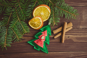 Christmas tree with dried oranges and cinnamon