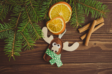 Christmas tree with dried oranges and cinnamon