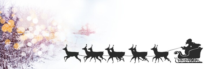Winter transition of Santa's sleigh and reindeer's