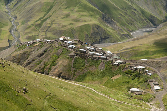 The remote Xinaliq village, Caucasus Mountains, Azerbaijan.