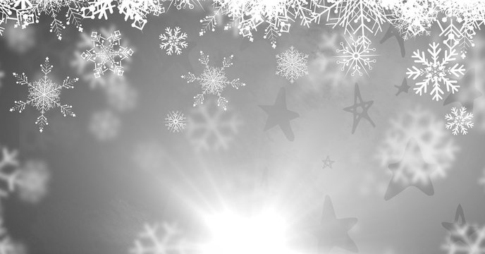 Grey background with snowflakes falling