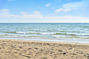 Beach with blue sky, Wave, view to sea and Cloud