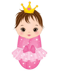 Vector Cute Baby Girl Dressed as Princess
