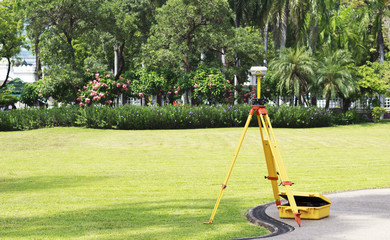 GPS survey on field, Global Positioning System.