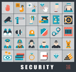 Set of premium quality security and protection icons. Collection of web safety icons. 