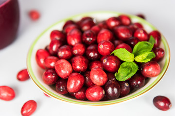 Organic Cranberry on White Background