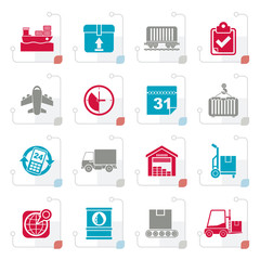 Stylized Logistic and Shipping icons - vector icon set