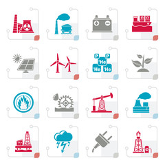 Stylized Electricity and Energy source icons - vector icon set