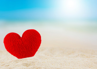 Close up of heart on the beach in beautiful.