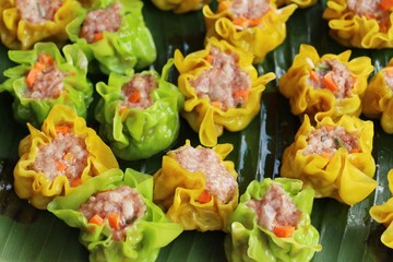 Making chinese steamed dumpling delicious at market