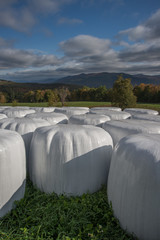 Bales of Hay under the clouds