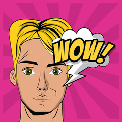 Young man pop art cartoon icon vector illustration graphic design