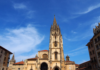 Fototapeta na wymiar View of the Cathedral of Oviedo, Asturias, Spain