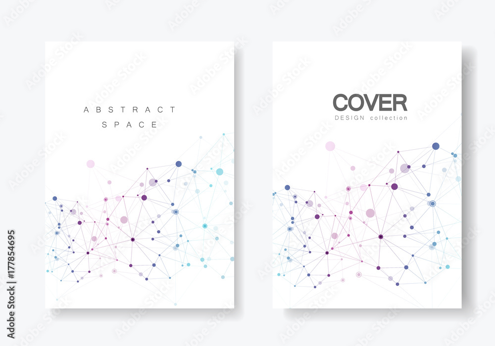 Poster abstract polygonal geometric shape with molecule structure style. vector brochure design