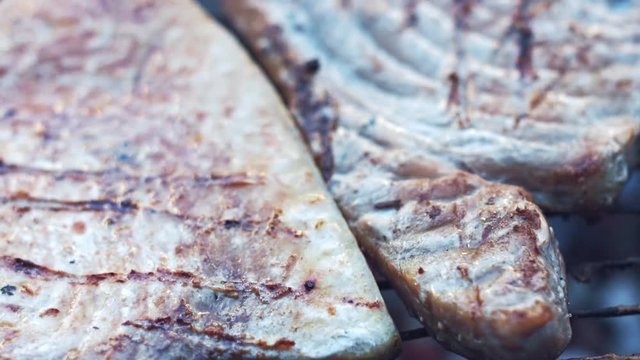 4k Grill Cooking Barbecue Fish Tuna