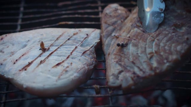4k Grill Cooking Barbecue Fish Tuna