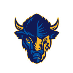 American Bison Head Retro