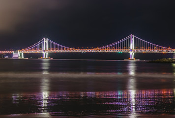 GwangAn Bridge and Haeundae at night in Busan,Korea  