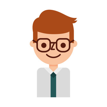 business young man character with glasses