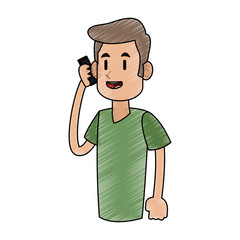 man talking on the cellphone icon image vector illustration design