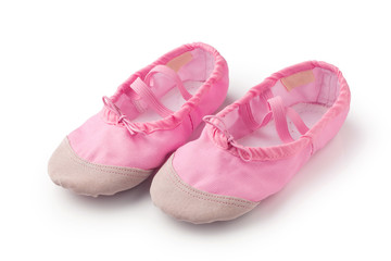 Pink dancing shoes isolated on white background
