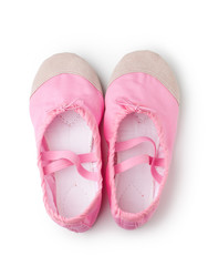 Pink dancing shoes isolated on white background