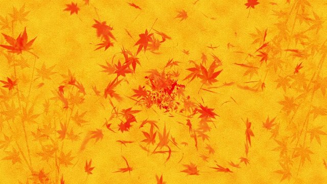 紅葉 モミジ 舞う 落葉 金色 ループ