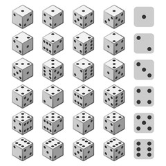 Gambling dice set. Cube gamble 3d ivories or devils bones for casino concept designs