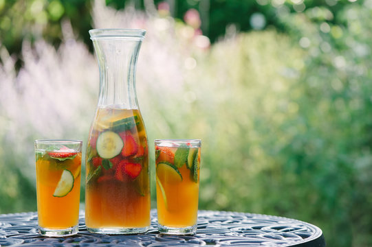 Glasses of refreshing summer cocktail drink