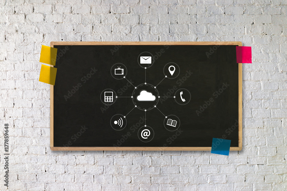 Poster cloud computing diagram network data storage technology service