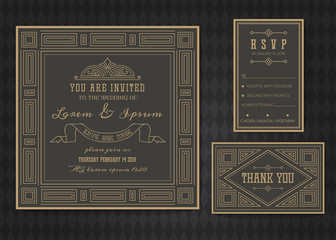 Wedding invitation card vector template .