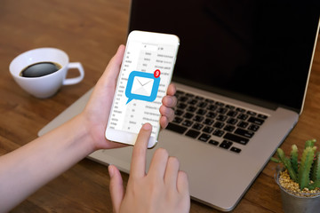 Mail Communication Connection message to mailing contacts phone Global Letters Concept