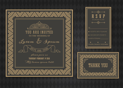 Wedding invitation card vector template .