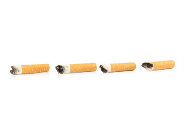 Cigarette butt isolated on white background