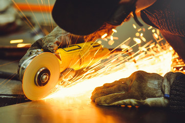 male angle grinder during operation