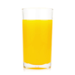 glass of orange juice isolated on white background