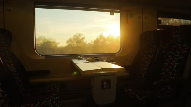 Train journey sunset light