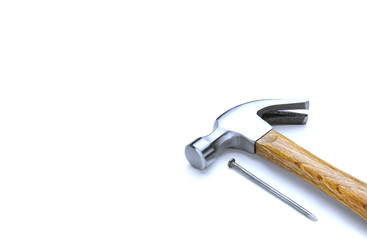 Wood Handle Claw Hammer on White