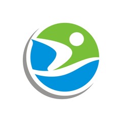 Swimming logo design template vector