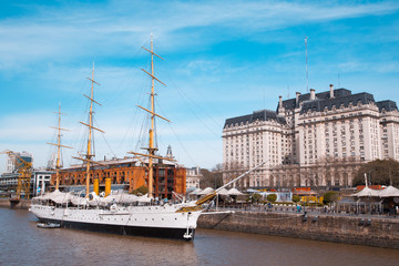 BUENOS AIRES, August 18, 2017 - Puerto Madero neighborhood, is a neighborhood of the Argentine capital in Buenos Aires, occupying a significant portion of the Rio de la Plata.