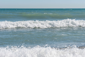 Waves rolling into shore on Lake Michigan