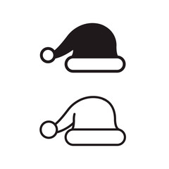Santa hat icon set, vector illustration, isolated festive Christmas decoration element