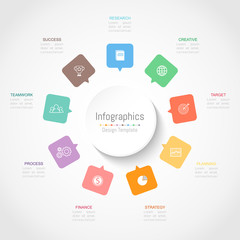 Infographic design elements for your business data with 9 options, parts, steps, timelines or processes. Vector Illustration.