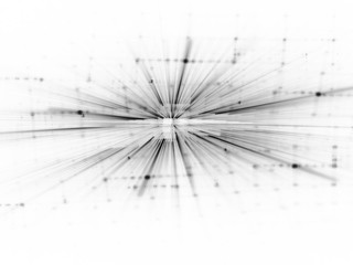 Obraz premium Abstract background. Fractal graphics series. Three-dimensional composition of bokeh blured grids and light beams.