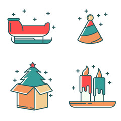 Set of flat Christmas icons