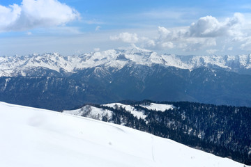 Fototapeta premium Snowy mountains beautiful view