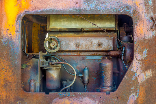 rusty tractor motor