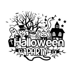 Halloween party doodles. vector illustrator