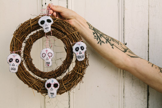 Sugar skull wreath for halloween